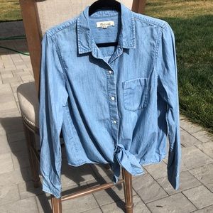 Madewell denim tie style button down shirt